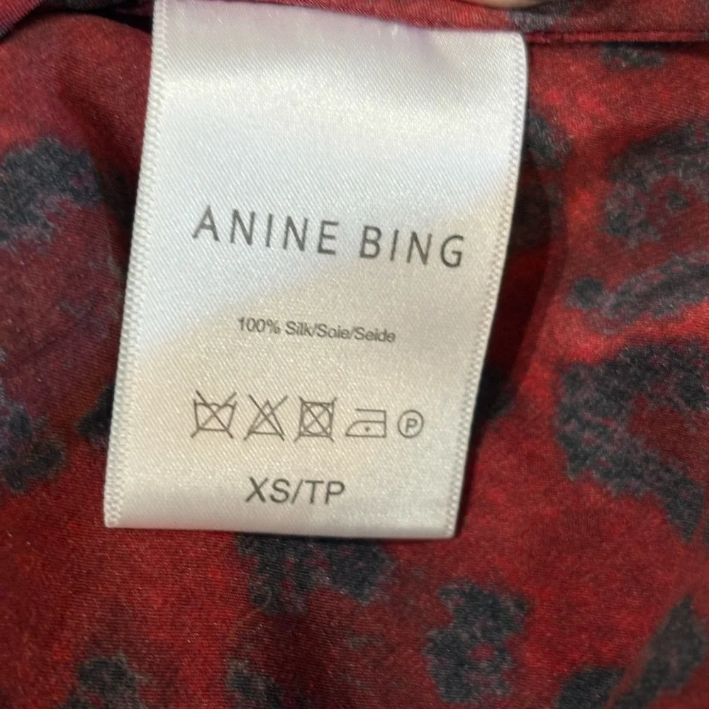 Anine Bing Red and Black Leopard Silk Midi Skirt Size XS - Picture 3 of 3